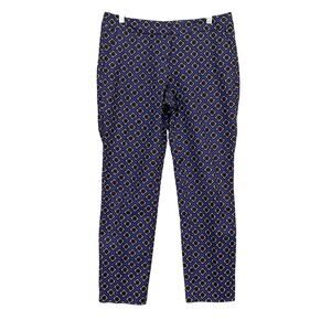 Express Womens Pants Blue Multicolor Geometric Columnist Mid Rise Stretch 6R